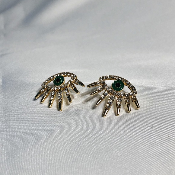 New! 👁 “Mati” Lucky Eye Crystal Stud Earrings - Picture 4 of 4